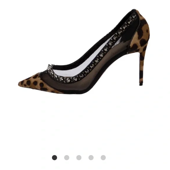 Leopard Print Spiked Christian Louboutin 80 mm Heels - Picture 1 of 5